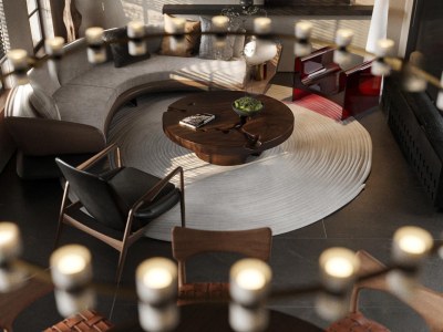 现代客厅3D模型下载